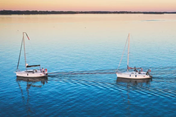 holowanie jachtów manewr awaryjny na mazurach